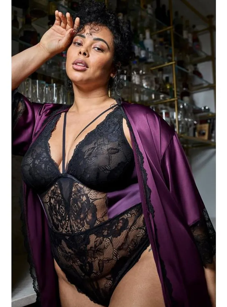 Plus Size - Satin And Lace Bodysuit - Torrid