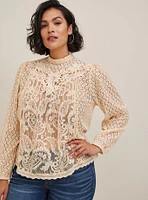 Mixed Lace High Neck Top