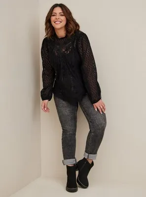 Mixed Lace High Neck Top
