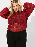 Mixed Lace High Neck Top