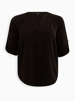 Harper Studio Crepe de Chine Pullover 3/4 Sleeve Blouse