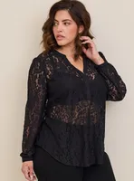 Harper Lace Pullover Long Sleeve Blouse