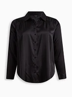 Madison Crepe De Chine Button-Front Long Sleeve Shirt