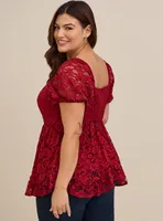Babydoll Lace Puff Sleeve Top