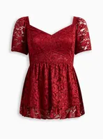 Babydoll Lace Puff Sleeve Top