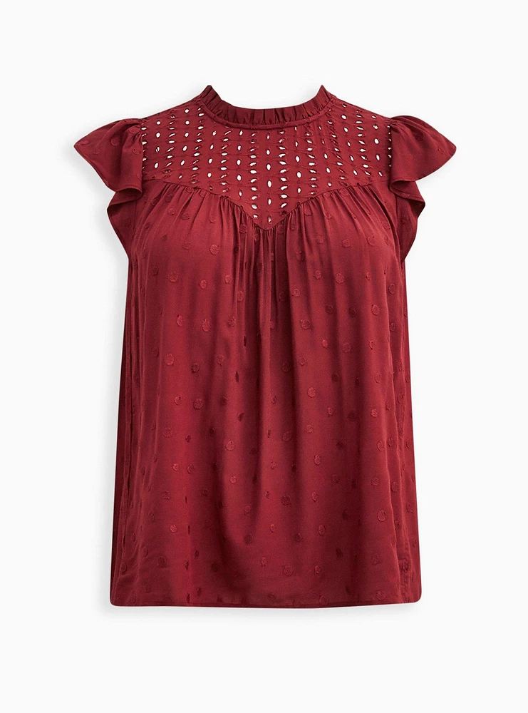 Eyelet Ruffle Sleeve Top