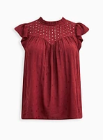 Eyelet Ruffle Sleeve Top