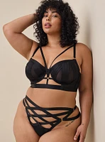 Overt Strappy Mesh Underwire Bra With Cups