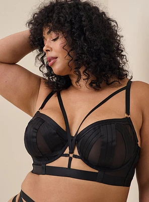 Overt Strappy Mesh Underwire Bra With Cups