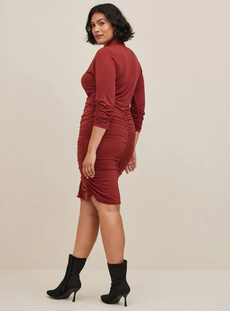 At The Knee Studio Knit Shirred Shirtdress