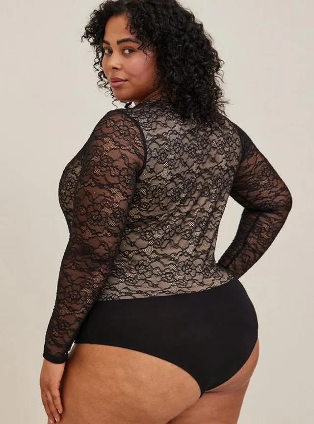 Plus Size - Lace And Mesh Bodysuit With Cutouts - Torrid