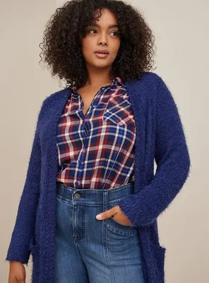 Popcorn Duster Open Front Sweater