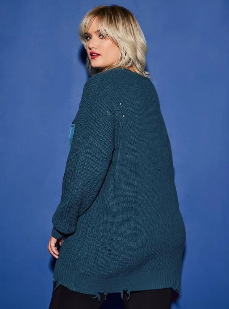 Lovesick Distressed Satin Pocket Pullover Sweater