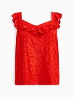 Ruffle Cami - Cotton Lace Orange