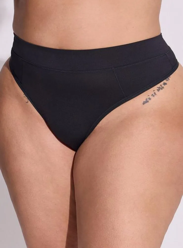 Active Microfiber Mid-Rise Thong Panty