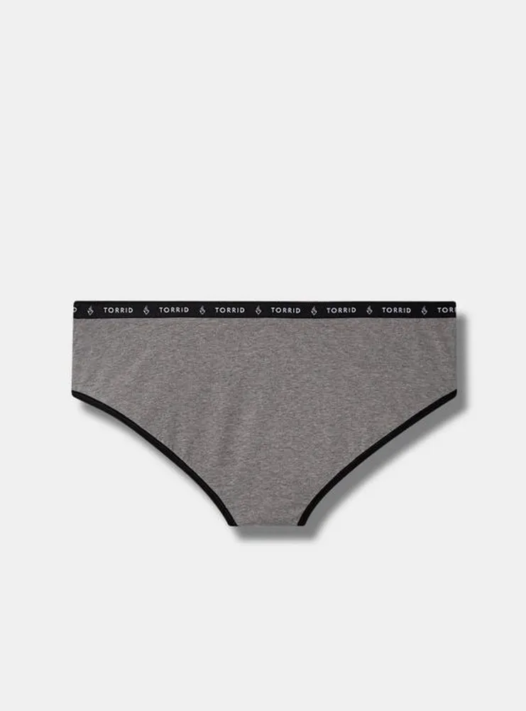 Cotton Mid-Rise Hipster Heather Logo Panty