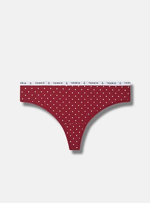 Cotton Mid-Rise Thong Logo Panty