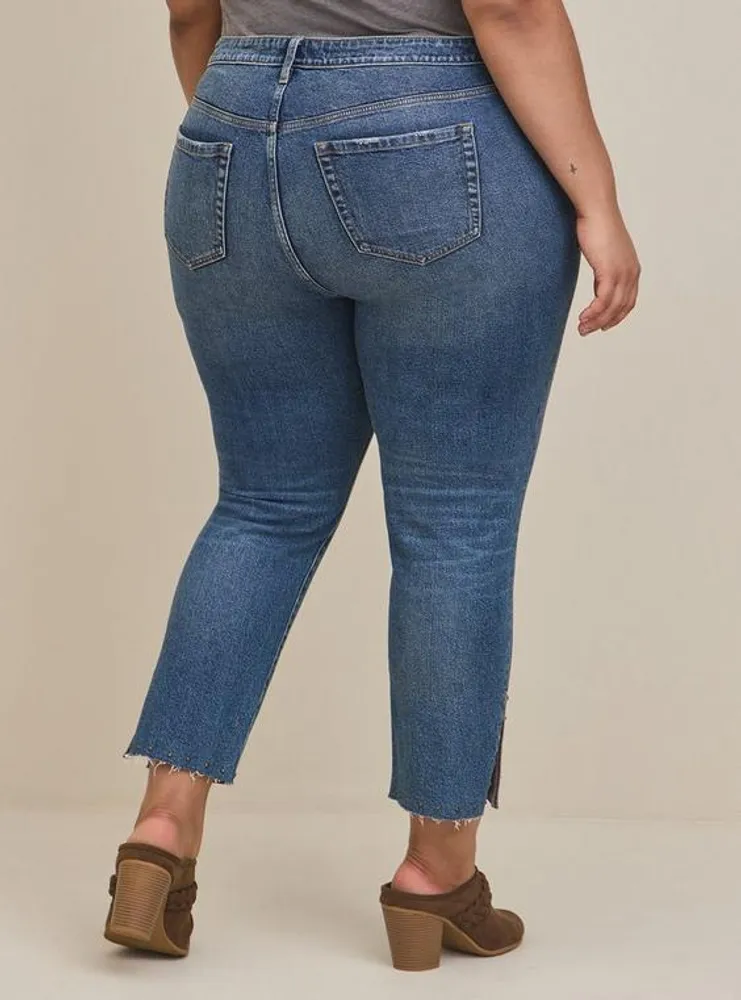 Straight Classic Denim High-Rise Studded Jean