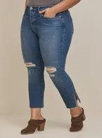 Straight Classic Denim High-Rise Studded Jean