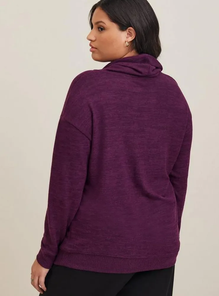Super Soft Plush Cowl Neck Long Sleeve Tunic Sweatshirt
