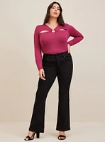 Super Soft O-Ring Detail And Cutouts Long Sleeve Top