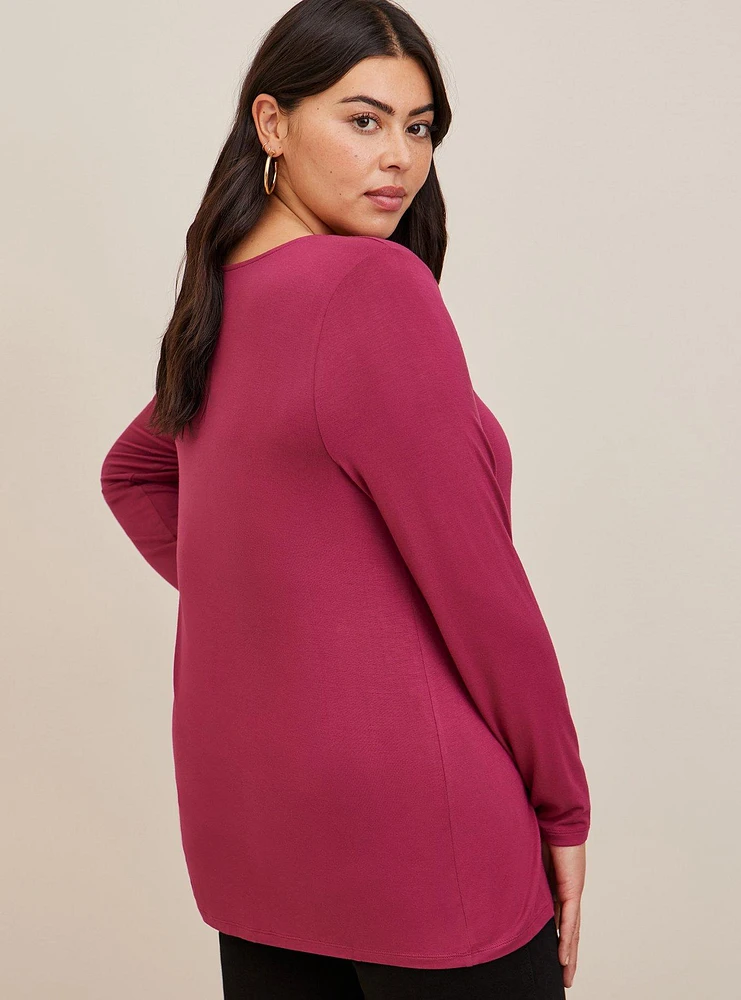 Super Soft O-Ring Detail And Cutouts Long Sleeve Top