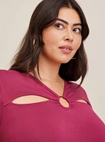 Super Soft O-Ring Detail And Cutouts Long Sleeve Top