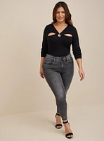 Super Soft O-Ring Detail And Cutouts Long Sleeve Top