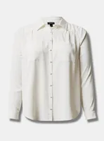 Madison Crepe De Chine Button-Front Long Sleeve Shirt