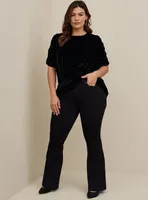 Velvet Ruched Sleeve Top