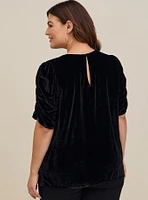 Velvet Ruched Sleeve Top