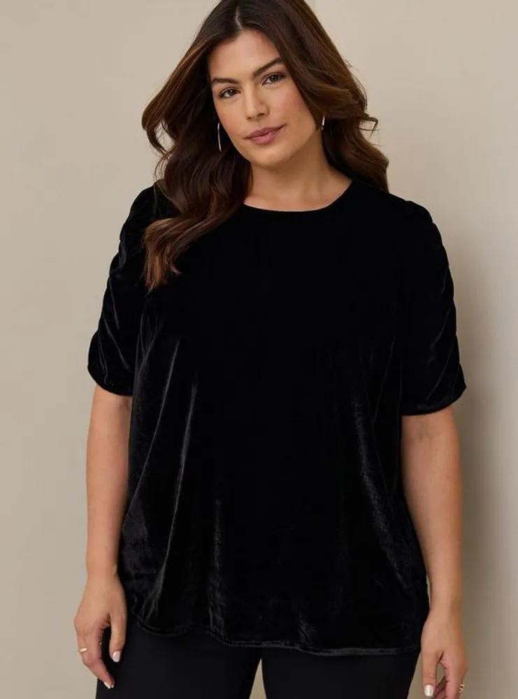 Velvet Ruched Sleeve Top