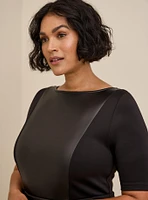 At The Knee Coated Scuba Dress