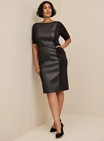 At The Knee Coated Scuba Dress