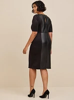 At The Knee Coated Scuba Dress