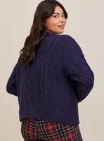 Cable Cardigan V-Neck Sweater