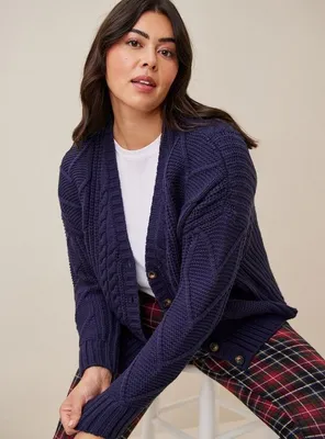 Cable Cardigan V-Neck Sweater