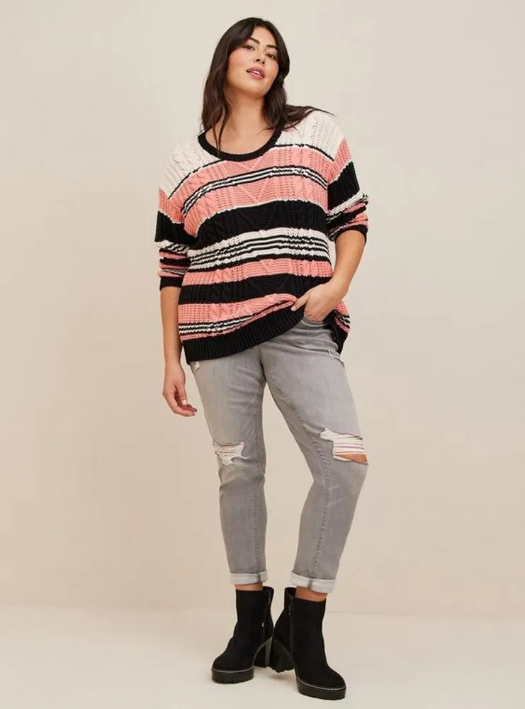 Cable Pullover Tie Back Sweater