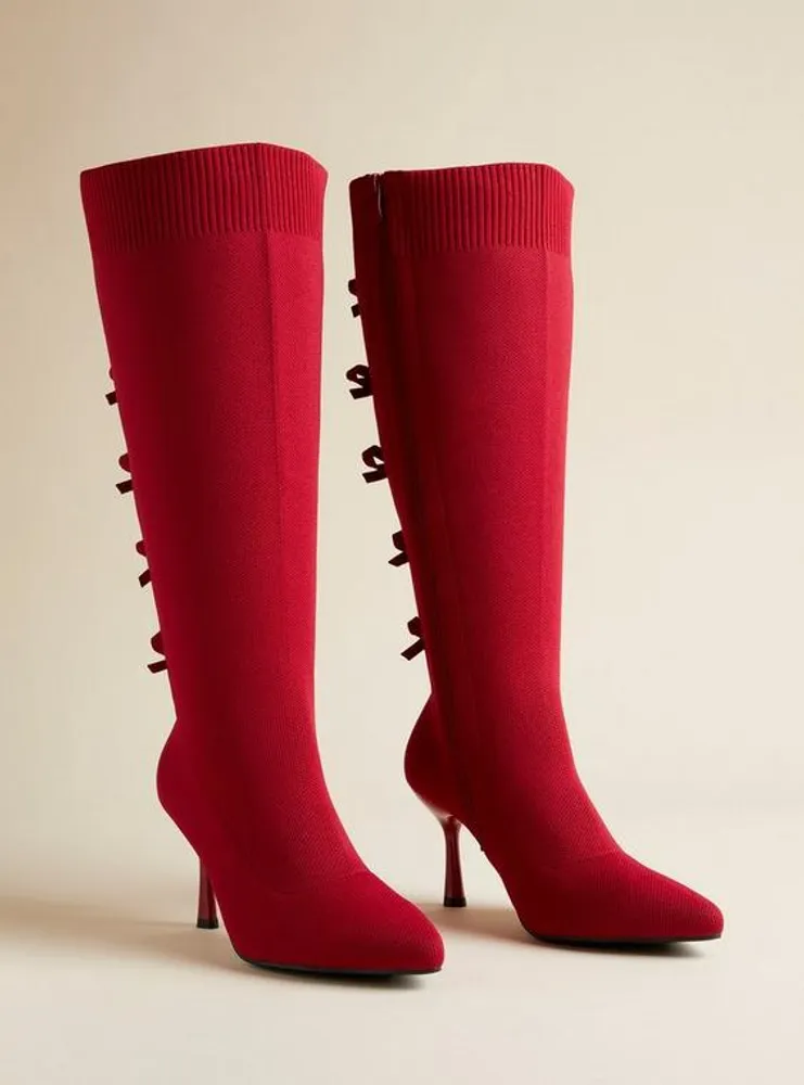 Bow Back Stiletto Knee Boot (WW)