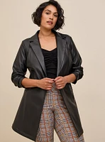 Faux Leather Tie Waist Jacket