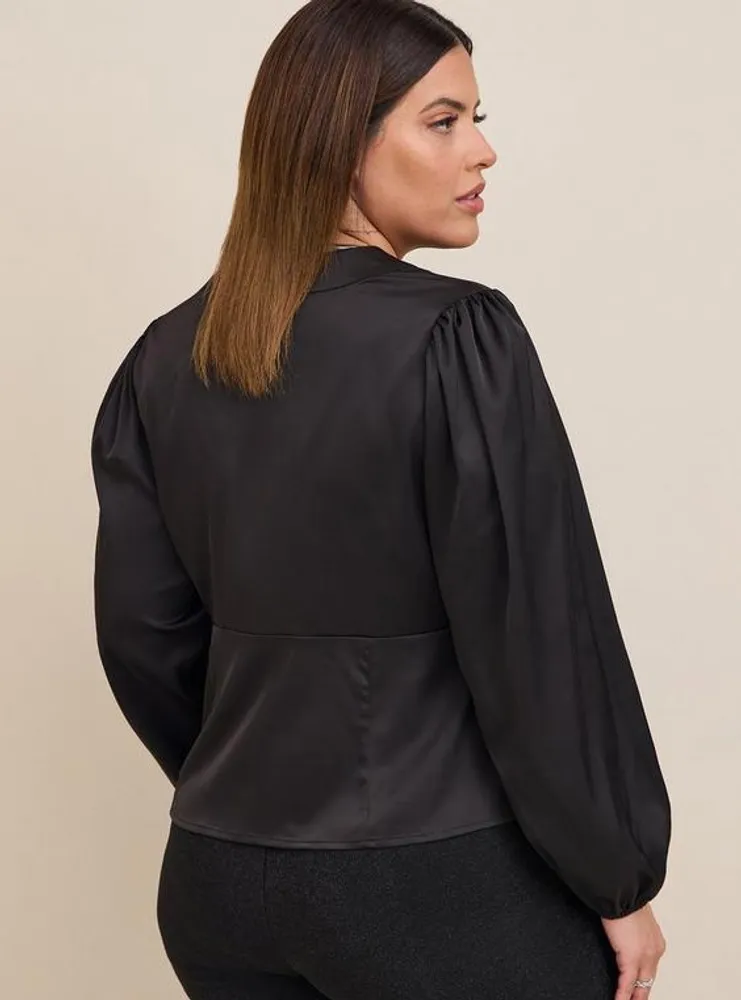 Satin Button-Front Top