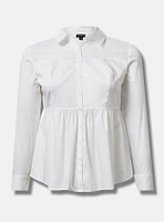 Poplin Corset Detail Smocked Back Button Up Shirt