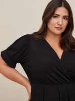 Ribbed Surplice Peplum Top