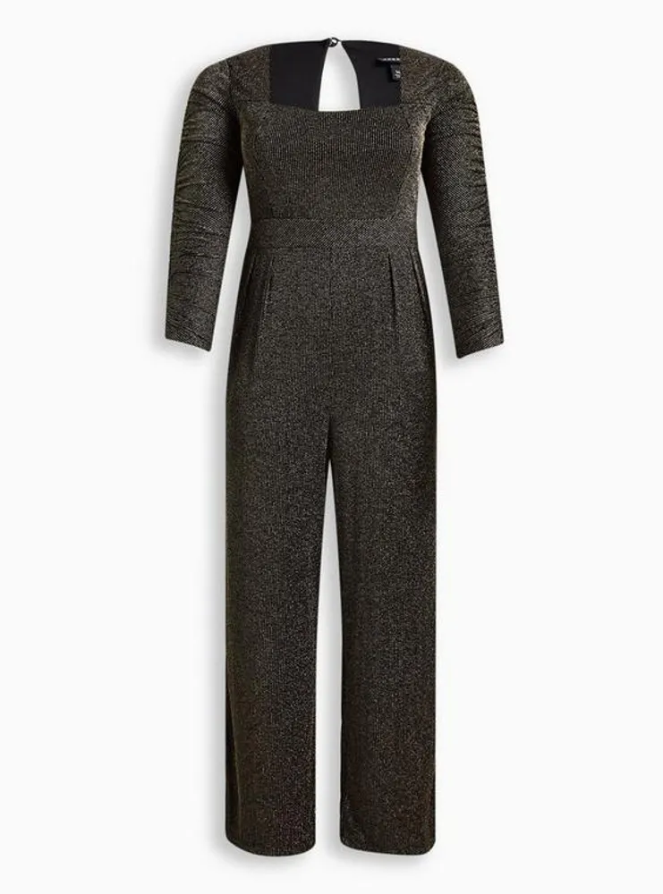 Glitter Knit Sweetheart Neck Jumpsuit