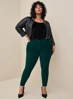 Stretch Velvet Shirred Front Off The Shoulder Top
