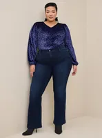 Stretch Velvet V-Neck Long Sleeve Bodysuit