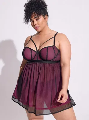 Fishnet And Satin Binding Babydoll