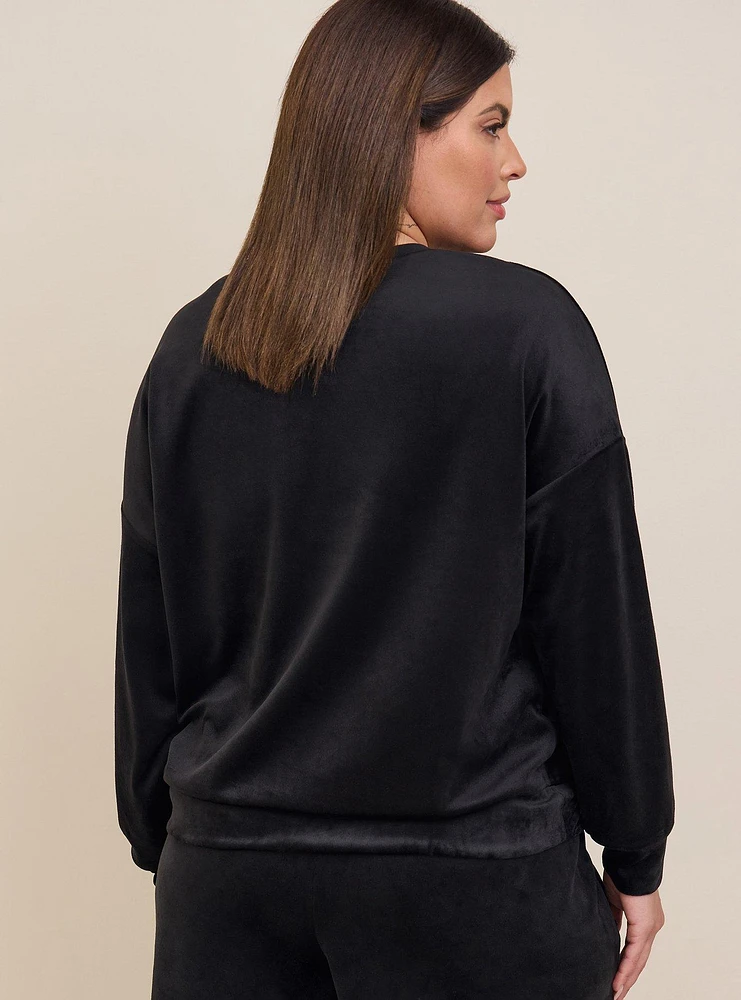 Velour Long Sleeve Relaxed Lounge Sweatshirt