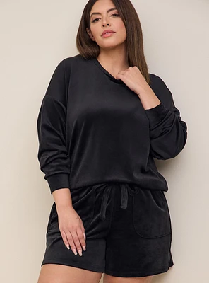 Velour Long Sleeve Relaxed Lounge Sweatshirt