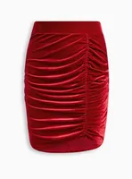 At The Knee Velvet Cinched Bodycon Skirt